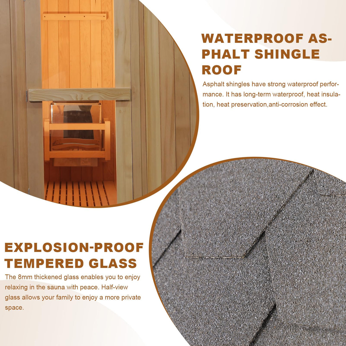 DUTHSS Customize Outdoor Barrel Sauna Rooms with Porch,4-6 Person Wooden Steam Sauna with 6000kw Electric Stove Tempered Glass Sauna Stone Sauna Kits Duthss