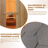 DUTHSS Customize Outdoor Barrel Sauna Rooms with Porch,4-6 Person Wooden Steam Sauna with 6000kw Electric Stove Tempered Glass Sauna Stone Sauna Kits Duthss