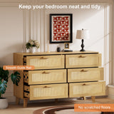 XDliv Rattan Dresser, 6-Drawer Double Dresser Rattan Storage Chest Unit for Bedroom XDliv