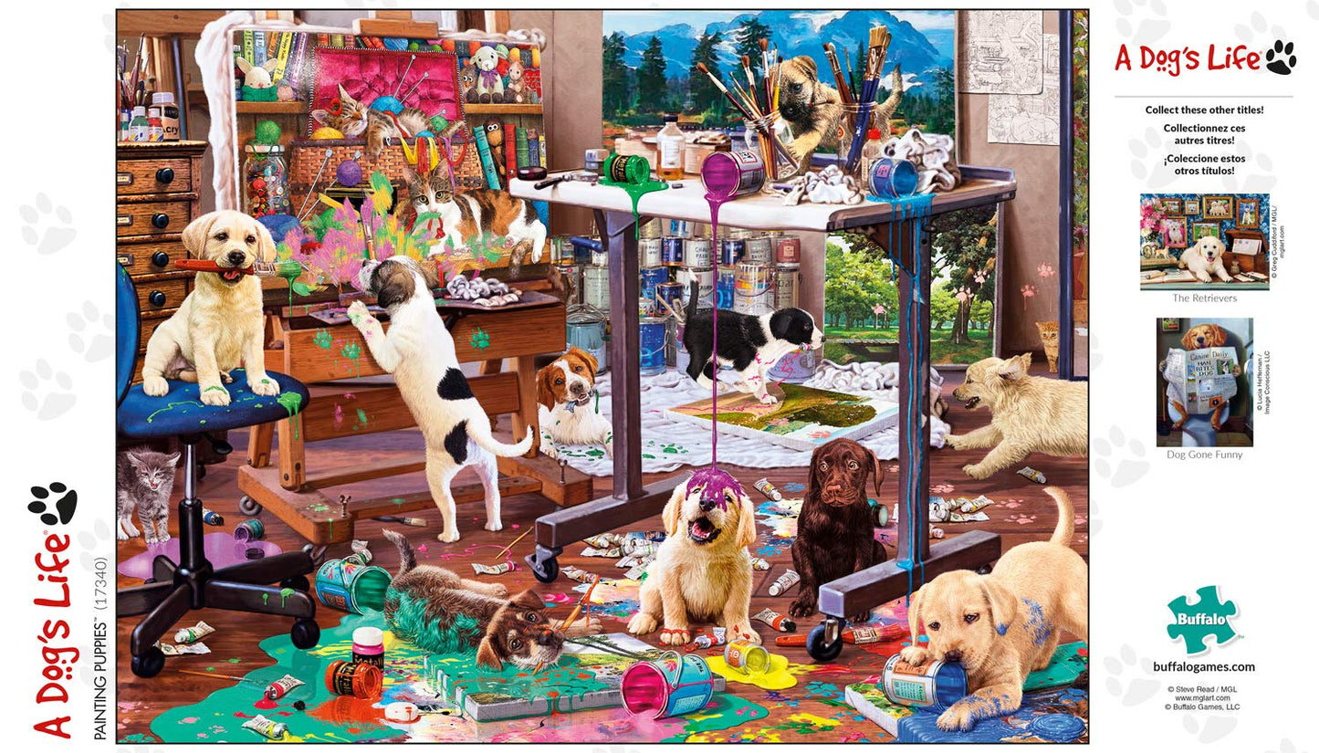 Buffalo Games - Steve Read - Painting Puppies - 750 Piece Jigsaw Puzzle for Adults -Challenging Puzzle Perfect for Game Nights - Finished Size is 24.00 x 18.00