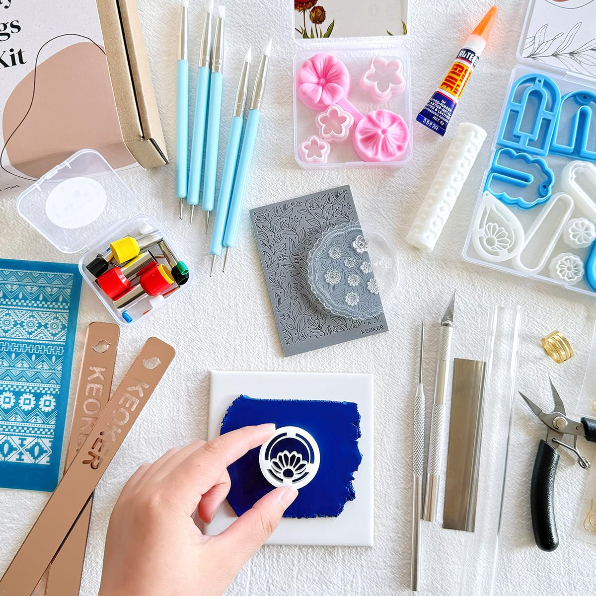 Keoker 123 PCS Clay Earring Making Kit, Polymer Clay Jewelry Making Kit for Teens and Adults, Fashion Designer Kits, Polymer Clay Earrings Kit Crafts, Great Gifts Keoker