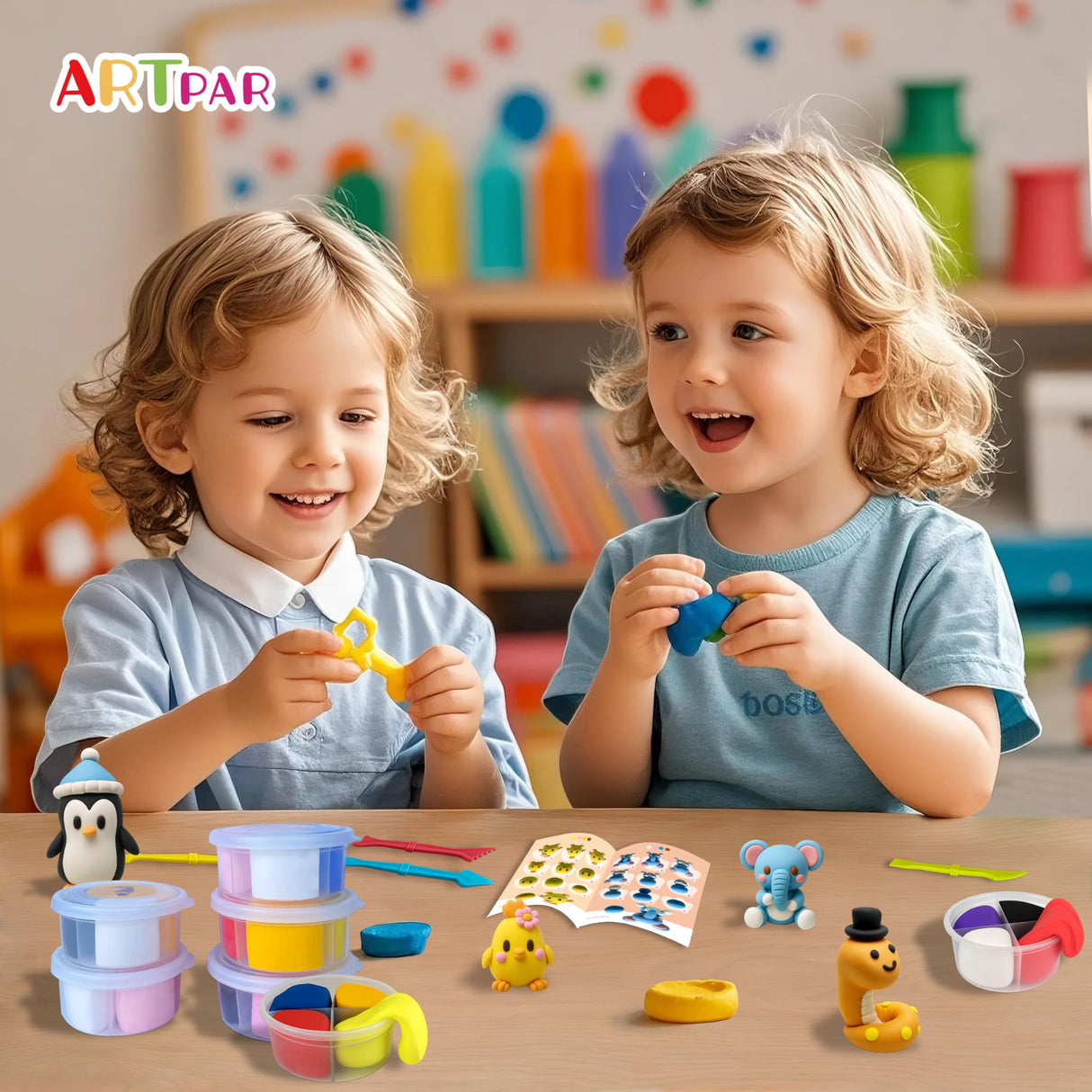 ARTPAR Air Dry Clay Kits for Kids-Modeling Magic Clay,12 Animals DIY Molding Clay Art Crafts Set,Ultra Light & Soft, Safe & Non-Toxic with Sculpting Tools & Tutorials, Unique Gifts for Boys & Girls ARTPAR