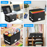 JALIELL Upgraded File Box with Lock, Fireproof Document File Organizer Box with Water-Resistant Zipper & Adjustable Handle, Collapsible Filing File Cabinet for Hanging Letter/Legal Folder (Black) JALIELL