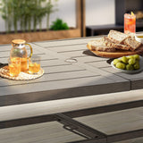 HAPPATIO Aluminum 9 Piece Patio Dining Set, Outdoor Swivel Dining Chairs and Dining Table, Aluminum Outdoor Dining Set for 8, Patio Dining Furniture with Washable Cushions (Gray) HAPPATIO