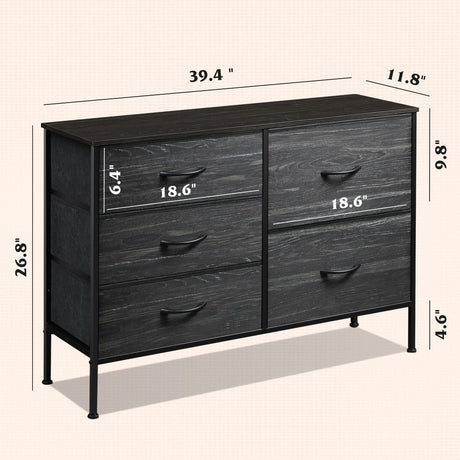 WLIVE Dresser for Bedroom with 5 Drawers, Wide Bedroom Dresser with Drawer Organizers, Chest of Drawers, Fabric Dresser for Living Room, Closet, WLIVE