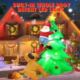 PIPIMOUSE 6FT Christmas Inflatables Tree Outdoor Decoration with LED Lights, Santa Claus Chased by Dog Inflatable Christmas Tree Blow Up Yard Decoration for Patio Lawn Garden Xmas Party Decor PIPIMOUSE
