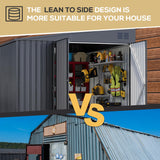 AECOJOY Shed Lean to Storage Shed, Large Outdoor 8' x 10' Metal Wall Side Bike Shed & Outdoor Storage, Garden Storage Cabinet for Backayrd, Patio and Outdoor Use in Dark Grey AECOJOY