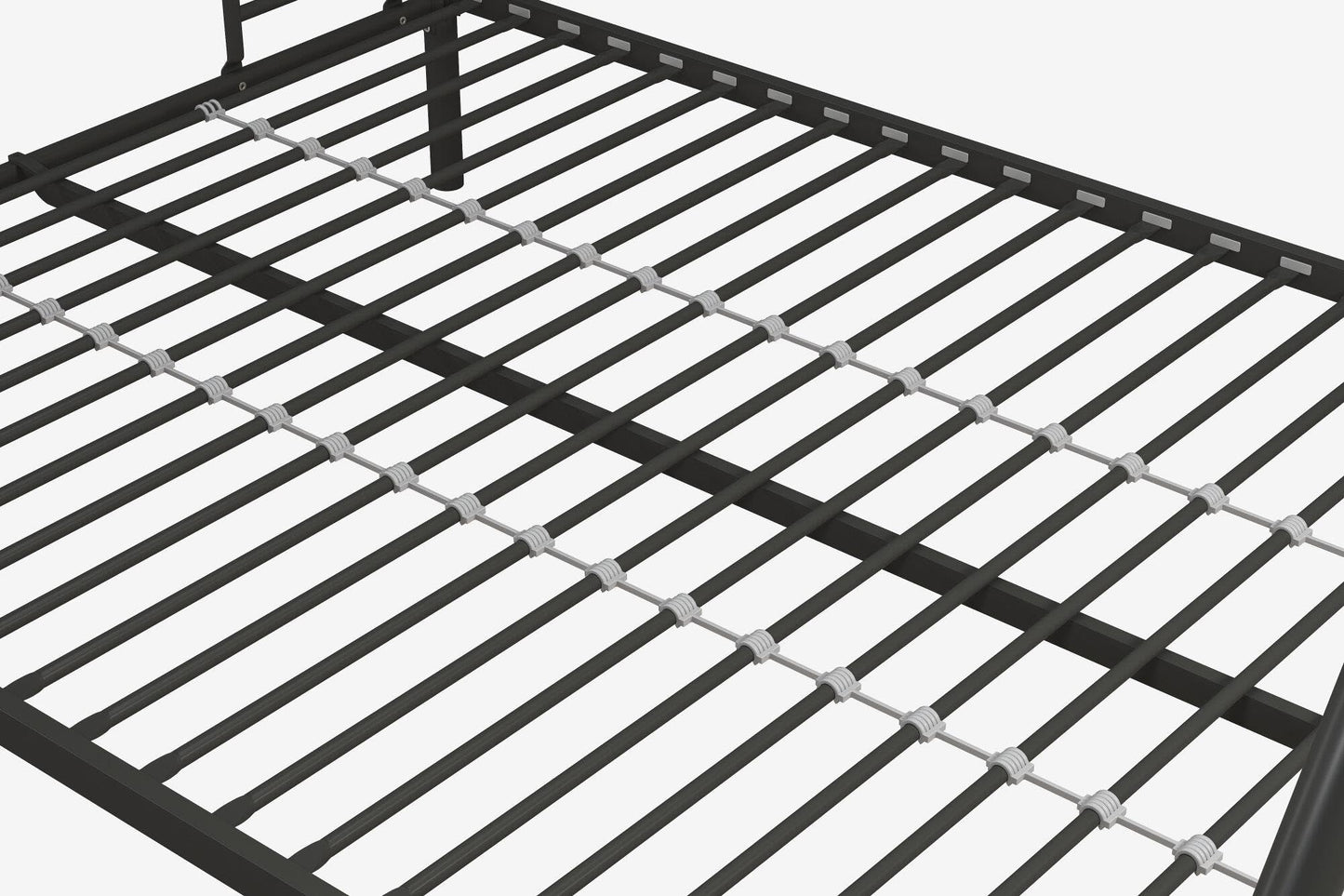 DHP Dusty Metal Bunk Bed Frame for Kids, Teens, and Adults, With Angled Ladder, High Full Length Guardrail, Smooth Rounded Edges, No Boxspring Required, For Small Spaces, Twin-Over-Full, Black