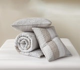 Chezmoi Collection Robyn 3-Piece Neutral Taupe Gray White Floral Hibiscus Flower Patchwork Striped Quilt Set - Pre-Washed Cotton Coverlet - Lightweight Reversible Bedspread, King Size Chezmoi Collection