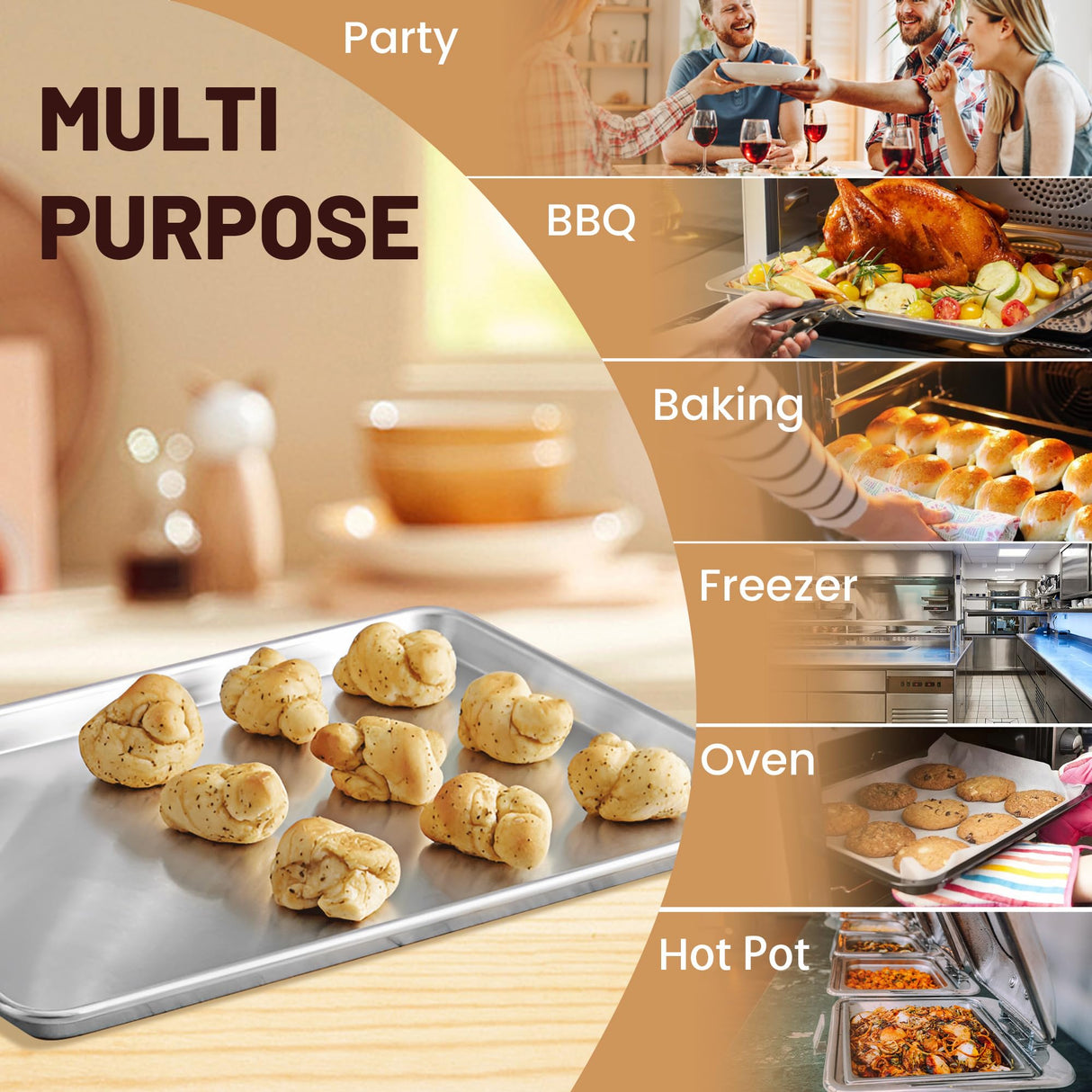 BIEAMA 6 Pack Half Size Baking Sheet Pan Aluminum Commercial Pan for Oven Freezer Bakery Hotel Restaurant 13" × 18" BIEAMA