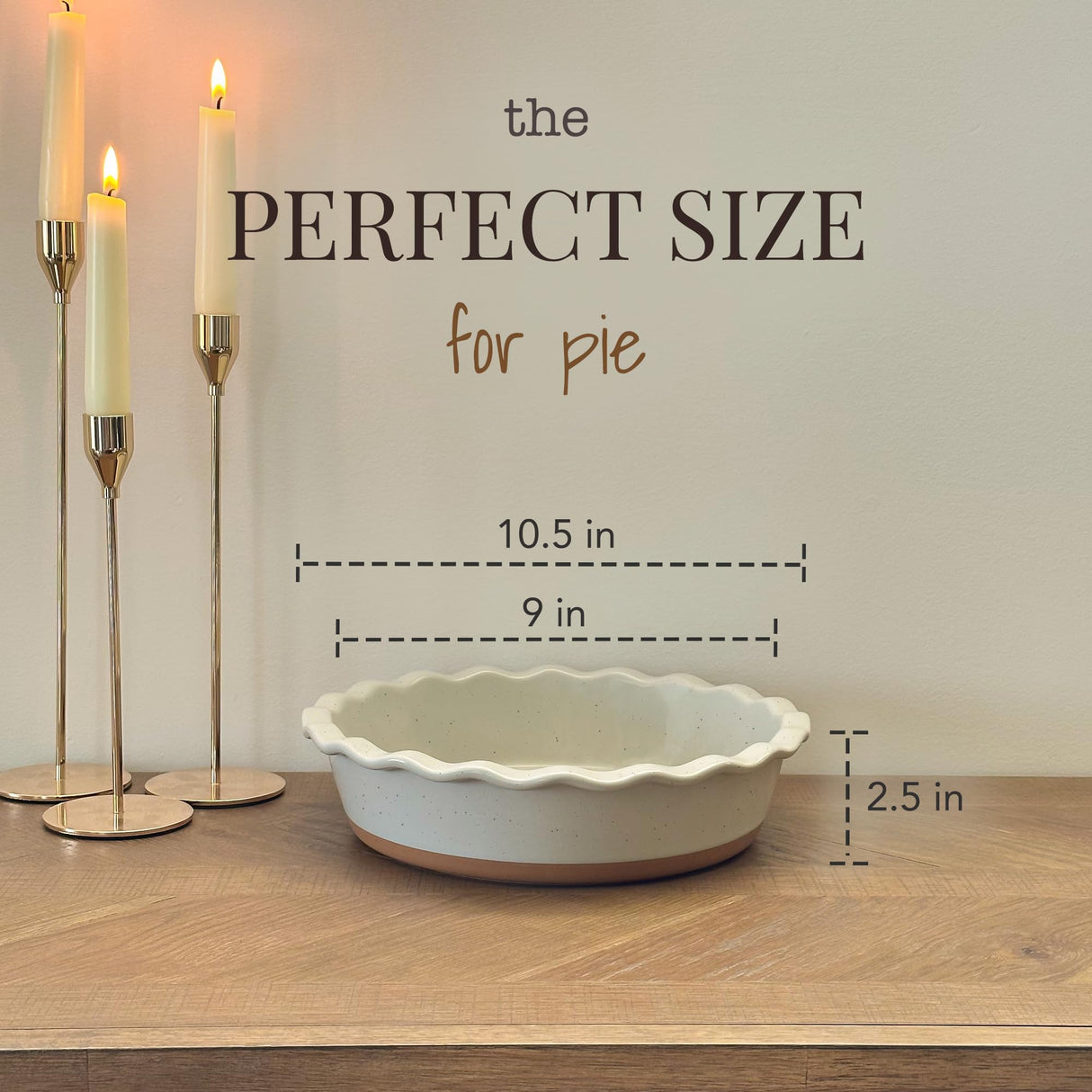 Mora Ceramic Pie Pan for Baking - 9 inch - Deep and Fluted Pie Dish for Old Fashion Apple Pie, Quiche, Pot Pies, Tart, etc - Modern Farmhouse Style Porcelain Ceramic Pie Plate - Earl Grey MORA CERAMICS HIT PAUSE