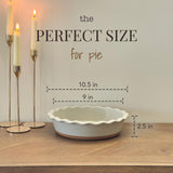 Mora Ceramic Pie Pan for Baking - 9 inch - Deep and Fluted Pie Dish for Old Fashion Apple Pie, Quiche, Pot Pies, Tart, etc - Modern Farmhouse Style Porcelain Ceramic Pie Plate - Earl Grey MORA CERAMICS HIT PAUSE