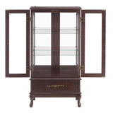 nifoti 51" H Lighted Curio Cabinet Display Case, Glass Curio Cabinet with Adjustable Shelves,Tempered Glass Door and Drawer, Wooden Cabinets w/Mirrored Back Pane for Living Room (Dark Cherry) nifoti