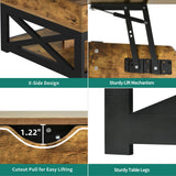 YITAHOME Lift Top Coffee Table with Storage, Farmhouse Coffee Tables for Living Room, Square Coffee Table with Lifting Top Wooden Coffee Tables Center Cocktail Table, Rustic Brown YITAHOME