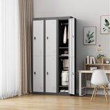 Metal Storage Cabinet with 2 Doors, 72’’ Tall Lockers for Employees Students with Shelves, Metal Storage Steel Locker for School Garage Office Gym Home Warehouse, Assembly Required, Grey+Black CABIHOME