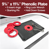 Premium 1-3/8 inch Thick Router Table with Deluxe Fence Package with Premium Router Plate and 5 Interchangeable Insert Discs Fulton Woodworking Tools