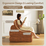 Dowinx Folding Sofa Bed with Pillow, Convertible Comfy Couch Bed for Adults Home Lounge and Gaming, Modern Comfortable Design for Apartment Living Room Bedroom, Single, Smooth Velvet, Amber Brown Dowinx