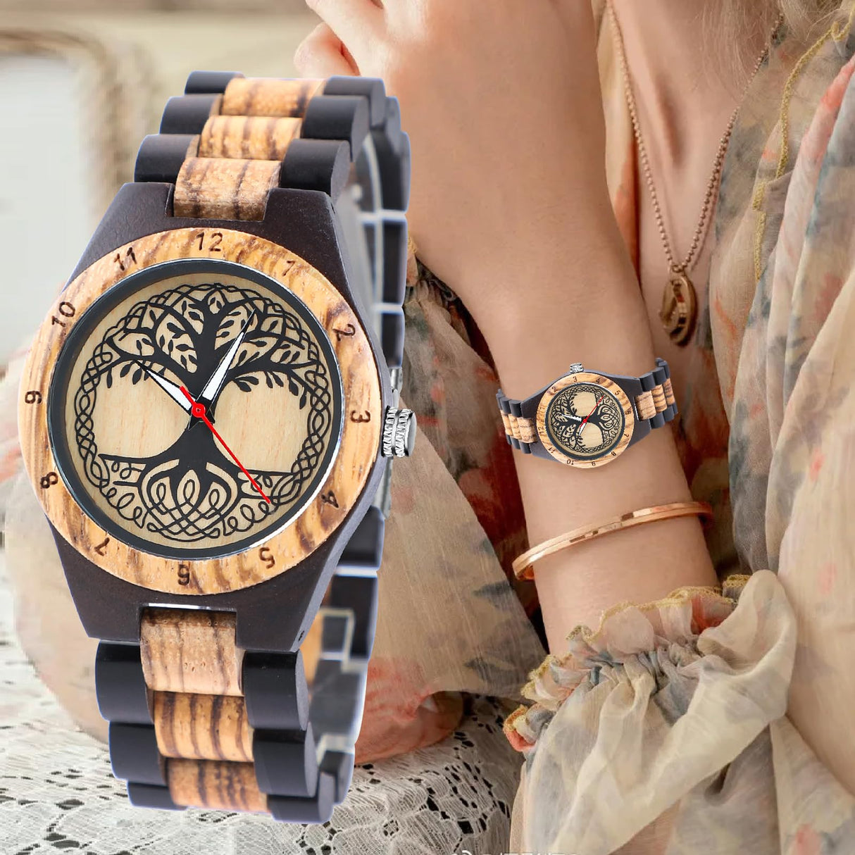 Customizable Mens Wooden Quartz Watch Retro Handmade Design Dial Lightweight Custom Watch for Women Dentily