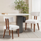 MOJAY Mid Century Modern Dining Chairs Set of 2, Upholstered Linen Fabric Farmhouse Side Chairs with Curved Backrest for Kitchen, Dining Room, Restaurant, or Patio, Off-White MOJAY