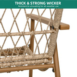 YITAHOME 5 Piece Patio Bistro Set, Outdoor Rattan Conversation Set with 2 Ottomans and Square Coffee Side Table, All Weather Wicker Boho Furniture Set for Balcony Lawn Garden Backyard Poolside (Beige) YITAHOME