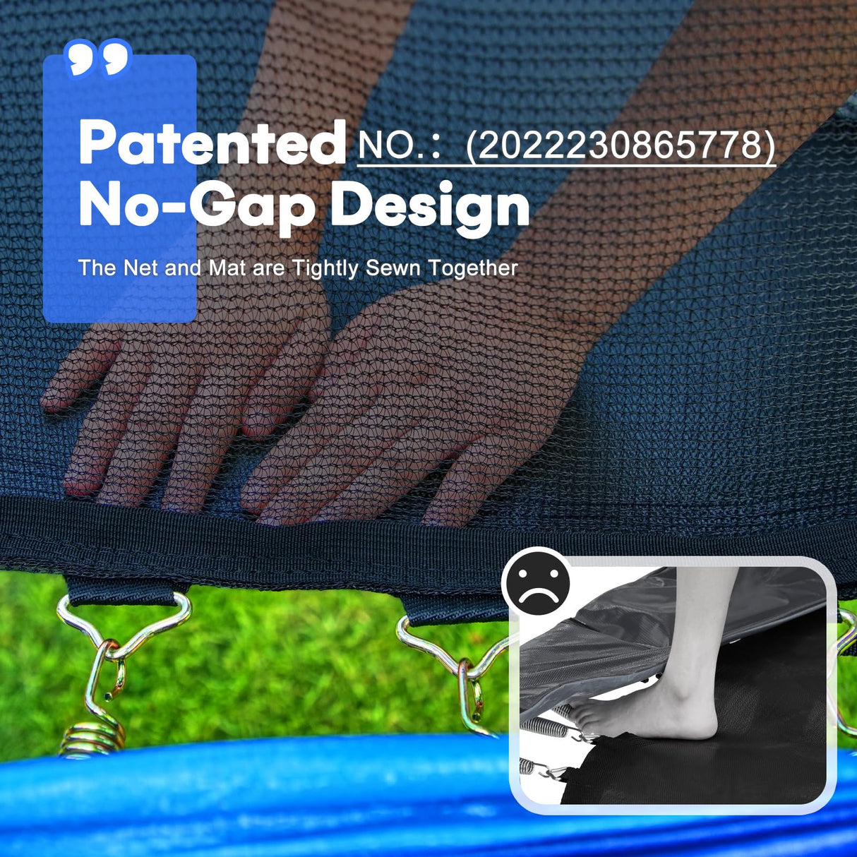 Zupapa 1500LBS Weight Capacity No-Gap Design 16 15 14 12 10FT Trampoline for Kids with Safety Enclosure Net Outdoor Backyards Trampolines with Non-Slip Ladder for Children Adults Family Zupapa