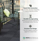 EcoTrend 24-Pack 12”x12” Interlocking Deck Floor Tiles, Slate Black – Rubber & Plastic Outdoor Flooring for Patio, Porch, Balcony, Pool Area, Garden, Garage or Backyard – Modular Decking Grid Panels Multy Home