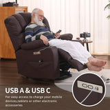 DURASPACE Power Lift Recliner Electric Lift Massage Recliner Chairs with Heat, Large Shell Faux Leather Backrest Lift Chair Recliners for Elderly, Seniors (Brown) DURASPACE