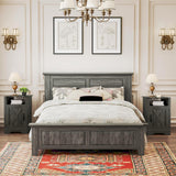 RoyalCraft Nightstand Set of 2 with Charging Station, Tall Farmhouse Bedside Table with Large Storage and Shelf, Wooden End Table with for Bedroom, Living Room(Dark Grey) RoyalCraft