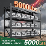 Letaya 71.3" W Metal Storage Shelves,5000LBS Heavy Duty Garage Shelving Units, 4 Tier Adjustable Utility Rack Shelf,Large Industrial Shelves,for Shop,Warehouse,Basement (71.3" W x 24" D x 70" H) Letaya