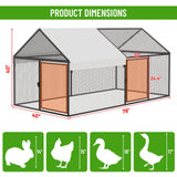 NUGRIART Metal Chicken Coop with Waterproof Cover, 79"x40"x40" Portable Poultry Cage, Outdoor Backyard Farm Walk-in Hen House for Chickens, Ducks, Rabbits and Small Pets NUGRIART