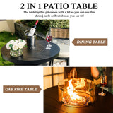 PIZZELLO 3 Pieces Outdoor Patio Furniture Set w/ 37" Propane Fire Table and 2 Swivel Barstools Chairs Outdoor Wicker Rattan Conversation Sets of 3 for Outside Porch, Balcony (Black) PIZZELLO