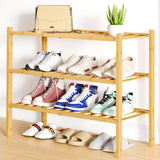 Smiry Shoe Rack, 3 Tier Bamboo Shoe Organizer, Stackable Free Standing Wooden Shoe Storage Shelf for Closet, Entryway, Front Door Entrance, Natural Smiry