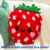 Latchkits Strawberry Pillow - Latch Hook Kits for Kids, Arts and Crafts, Yarn Art, Kids Crafts, Toys for Girls, Birthday Gift for Girls, Easy to Follow Pattern, Hook Included, Craft Kits, Ages 6+ LatchKits