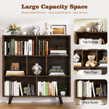 Shintenchi Cube Storage Organizer, 3 Tier Mid-Century Bookcase with Legs Cubeicals Retro Wood Organizer Storage Bookcase, Freestanding Open Book Shelves for Bedroom,Living Room,Office(Brown) Shintenchi