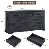 ACCOHOHO 7 Drawer Dresser, 52" Farmhouse Chest of Drawers for Bedroom, Wide Dresser TV Stand with Large Metal Handle, Modern Wood Drawer Organizer for Living Room, Hallway, Closet - Black ACCOHOHO