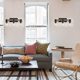 DRNANLIT Wood Vanity Lights,3-Light Farmhouse Bathroom Lighting Fixtures with Clear Glass Shade,Industrial Vintage Rustic Wall Lamp for Bedroom,Living Room,Hallway (3-Light, Antique Wood) DRNANLIT