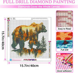 mrpwnle Diamond Art Kits for Adults,DIY Forest Bear Diamond Painting Kits, 5D Forest Bear Diamond Art Kit for Adults Beginners, Round Full Drill Diamonds Painting Gem Art Crafts 15.7x15.7in mrpwnle