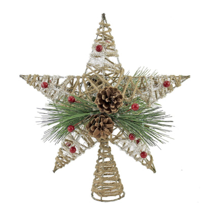 Kurt Adler 11-Inch Natural Star with Pinecones Treetop