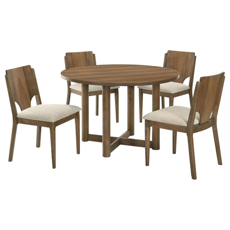 Graham - 5 Piece Round Dining Table Set - Walnut HouseOfZazla