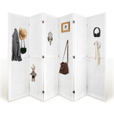 HIGREENA Room Divider 5.6FT Pegboard Display Wood Room Divider Panel 6 Panel Folding Room Divider Room Divider Screen Partition Room Dividers, White HIGREENA