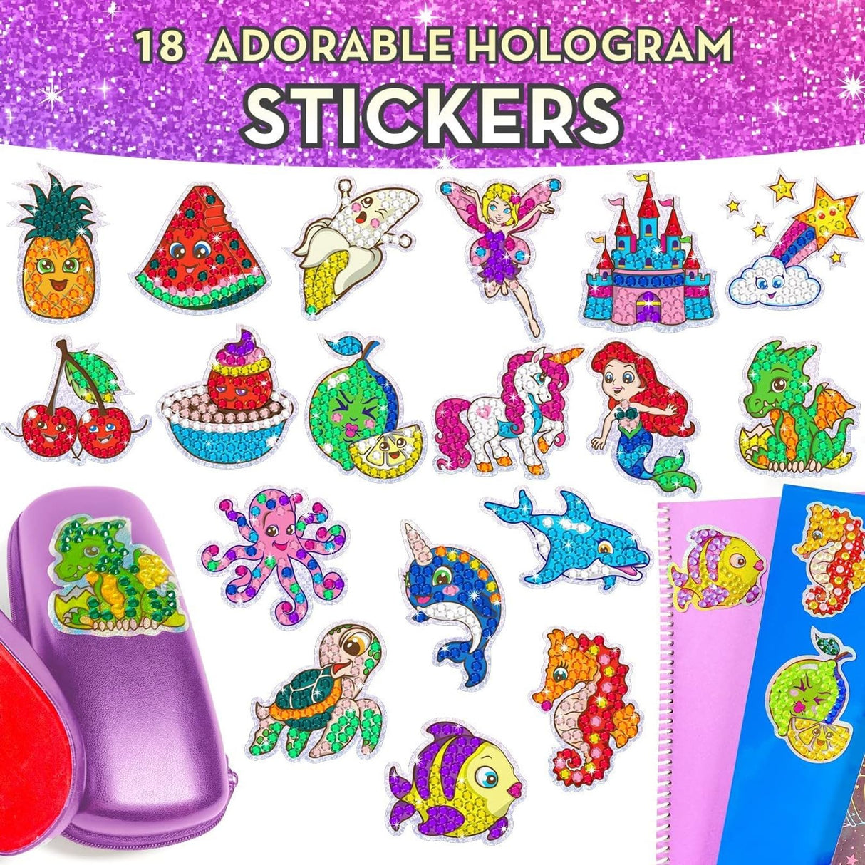 BRYTE Diamond Painting Kits for Kids - Unicorn & Mermaid Crafts with Storage Case, Jewelry, Keychains, Stickers & More - Diamond Art Kits for Kids BRYTE