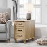 WAMPAT End Table with Charging Station, Wood Side Table with Drawer and Storage Cabinet, Modern End Table with Power outlets USB Ports for Living Room Bedroom, Oak WAMPAT