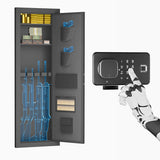 Greenvelly 53" Wall Gun Safe,Gun Safes for Rifles and Pistols with Biometric Fingerprint Lockable Door, 4 Rifle Safe with 3 Removable Shelves for Home Office, Bedroom,Livingroom(Black) Greenvelly