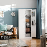 GLADIW Garage Storage Cabinet, Metal Storage Cabinet with Lockable Doors and 5 Adjustable Shelves, Tool Cabinet with Pegboard for Garages, Offices and Tool Rooms, Gray GLADIW