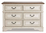Signature Design By Ashley Realyn French Country Youth 6 Drawer Dresser, Chipped White & Brown Signature Design by Ashley