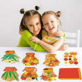 80UncleKimby 36 Set Fall DIY Craft for Kids - Thanksgiving Flower Card Making Kit with Autumn Greeting Cards Stickers Envelopes Set Gifts for Classroom School Activities 80UncleKimby