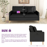 TYBOATLE 66" Black Faux Leather Sofa Couches w/USB, 2 Piece Living Room Set, Mid-Century Modern Tufted Loveseat 2 Seater Office Small Couch Love Seat for Small Space Bedroom Drom Apartment TYBOATLE