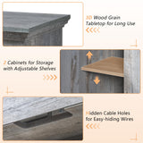 AMERLIFE 70" Farmhouse Heavy Fireplace TV Stand with 33" Electric Fireplace, for 80" TVs up, Media Entertainment Center with Diamond Door, TV Console Storage Cabinet for Living Room, Grey AMERLIFE