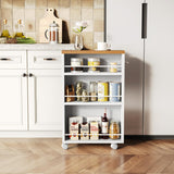 LITTLE TREE 4 Tier Rolling Cart with Wheels, 6.3 Inch Slim Storage Cart, Wooden Snack Cart with Narrow Shelf, White Laundry Room and Bathroom Organizer Shelves LITTLE TREE