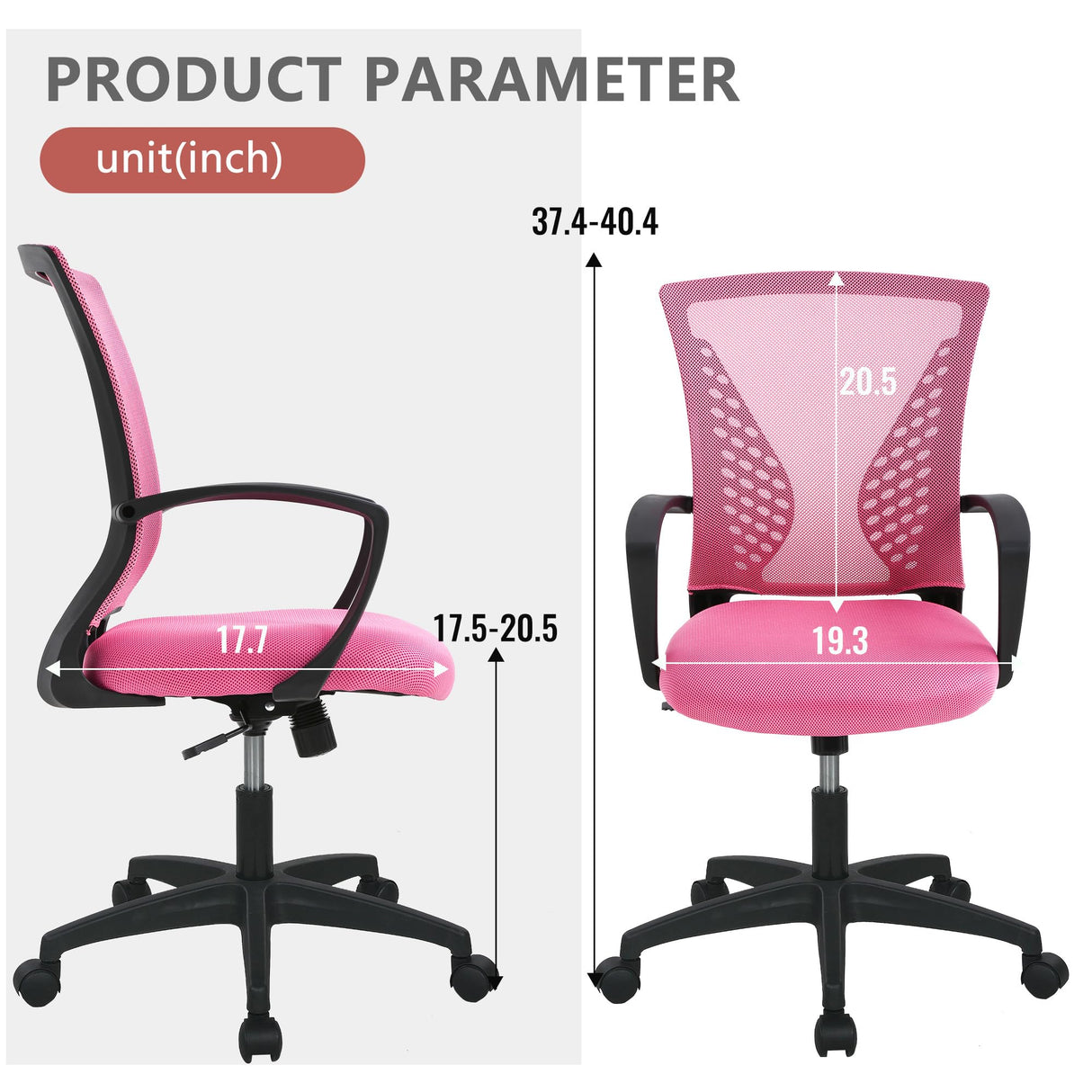 PayLessHere Office Computer Gaming Chair Ergonomic Mesh Desk Chair Adjustable Video Game Chairs with 360 Degrees Swivel Wheels Armrest Lumbar Support for Home Office,Pink PayLessHere